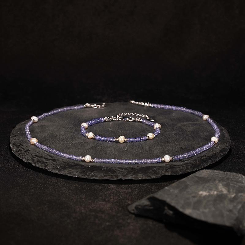 Natural Gemstone Tanzanite Beaded Necklace Women'S S925 Sterling Silver Colored Jewelry Xiaohongshu Wechat Channels