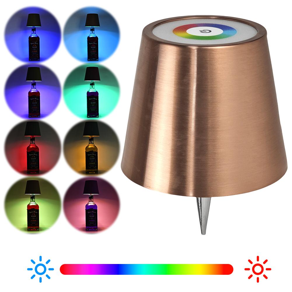 LED Table Lamp Rechargeable RGB Bottle Lamp 2000mAh Dimmable Cordless Bottle Light for Bedroom Restaurant & Bar Christmas Gifts