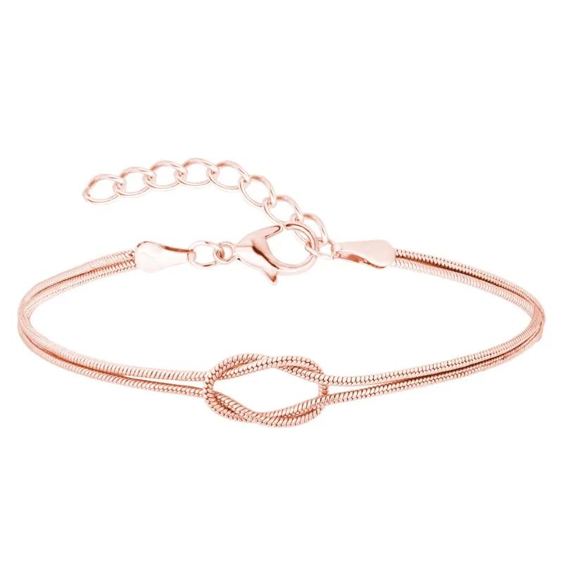 

Minar Handmade Hollow Out Knotted Herringbone Chain Link Bracelets for Women 14K Real Gold Plated Copper Every Day Accessories