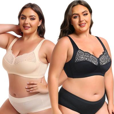 European and American Non-wired Oversized Lace Large Cup Large Size Bra