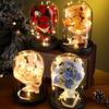 Ins Korean Version of Rose Bouquet Glass Cover with Lamp Premium Sense Immortal Rose Soap Flower Ornament, Valentine's Day Gift
