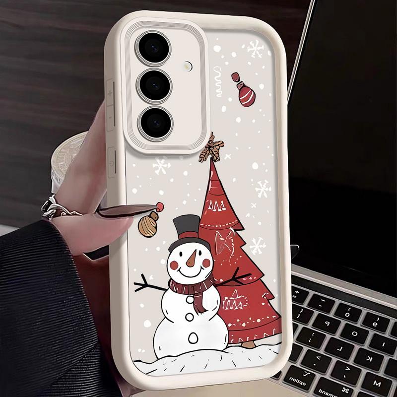 Cartoon Christmas Snowman Phone Cover For Samsung Galaxy S25 Edge S24 FE S23 S22 Ultra Plus A17 A56 A36 A16 A15 A55 A54 A53 5G Soft Phone Cover