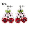 Charming Aesthetic Earrings 1 Pair Acrylic Cherry for Women, 2D Fruit Dangle Drop Unique Lightweight with Spider Web And Bow, Punk Jewelry Halloween