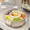 Six Grids Multi Compartment Fruit Tray Round Snack Box with Lid Handle for Home Organization Clear Divided Rotating Serving Tray