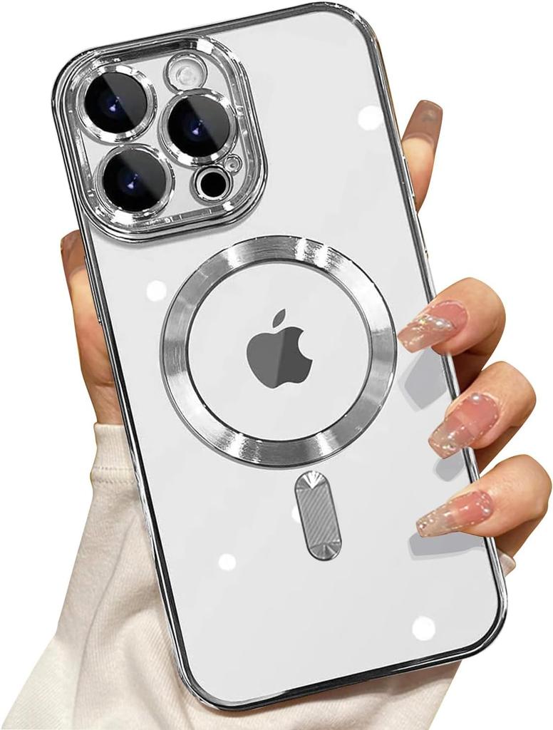 Capa Magnética de Proteção Total Para iPhone 16 15 14 13 12 11 Pro Max Capa Para Carregador Sem Fio Magsafe Com Protetor de Lente da Câmera
