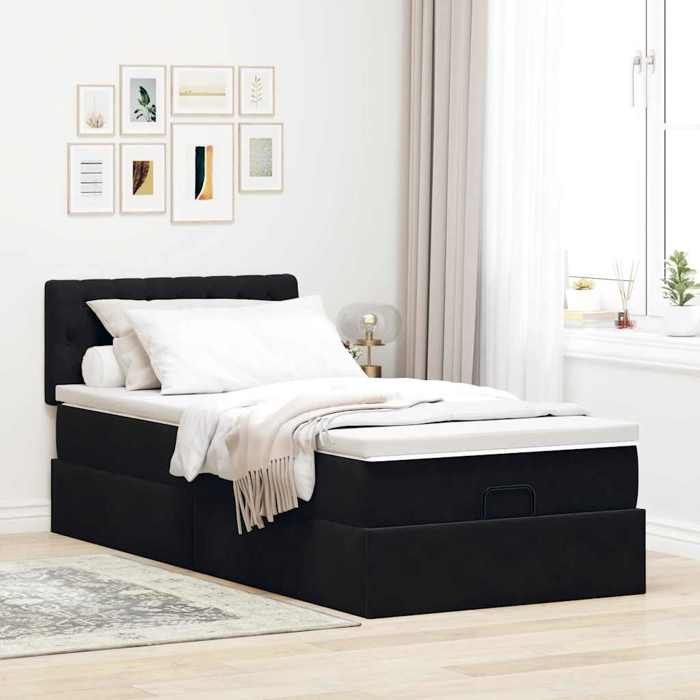 Maison Exclusive - Cadre de lit ottoman avec matelas noir 90x200 cm velours