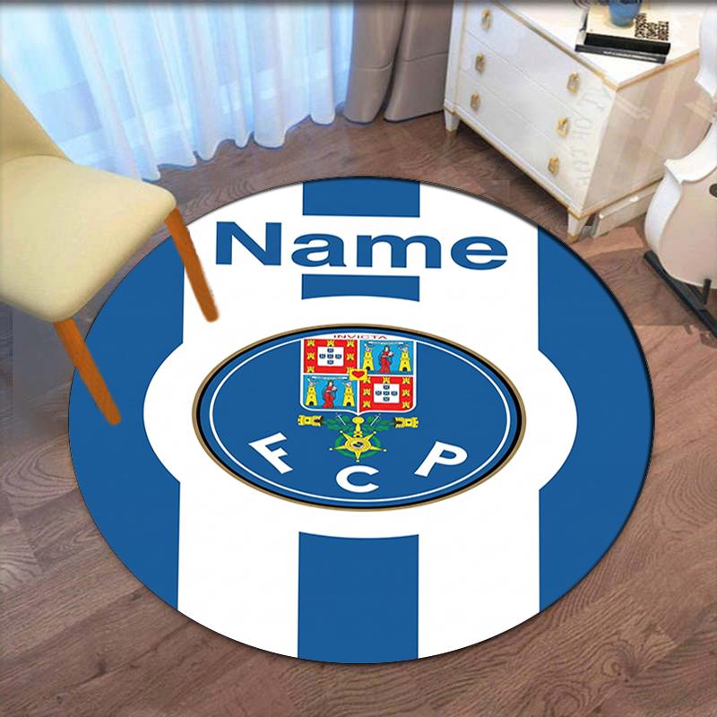 Custom Name FC Porto Printed Round Rug Carpet Chair Rug Area Rug Entryway Doormats,for Office Chair Living Room Bedroom Kitchen Room.