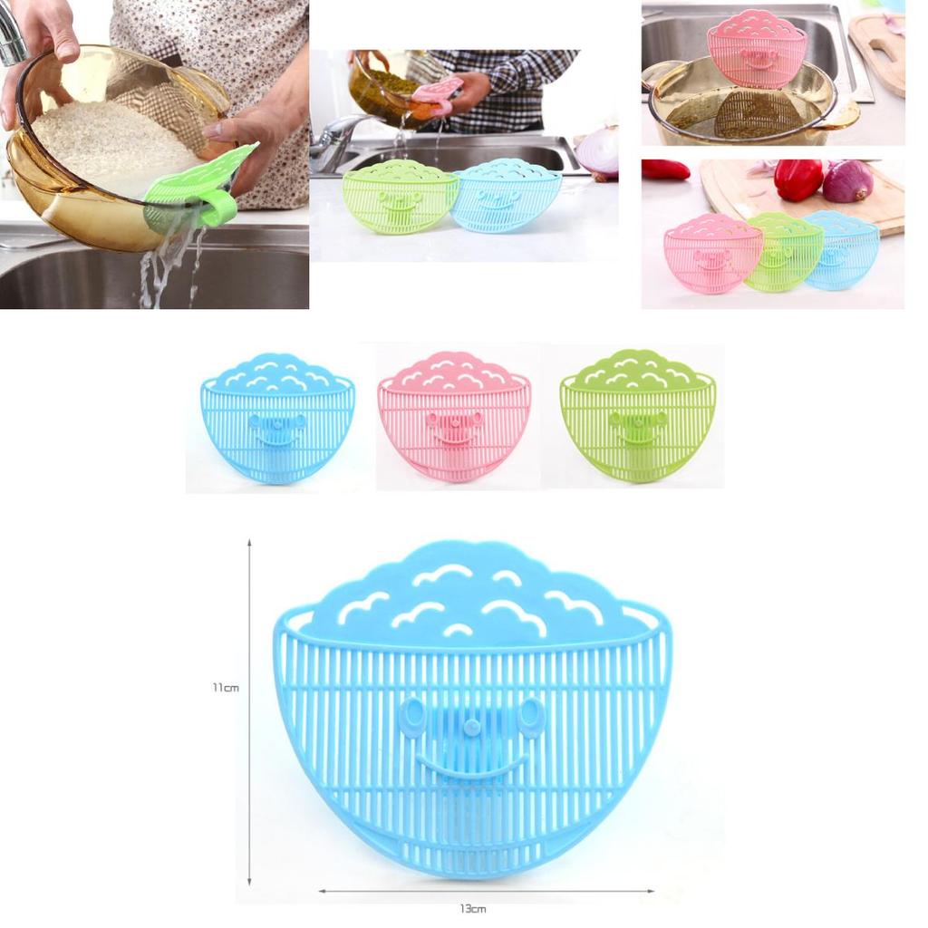 Modern Smile Face Food Rinse Filter With Clip For Vegetables And Grain Filtration