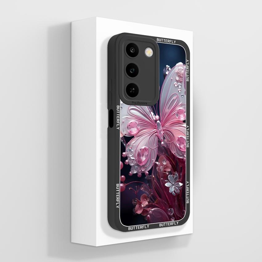 For Realme C100 5G Phone Case Sweet Butterfly Patterns Camera Coverage Funda For OPPO Realme C 100 6.8inches Soft Silicone Shell