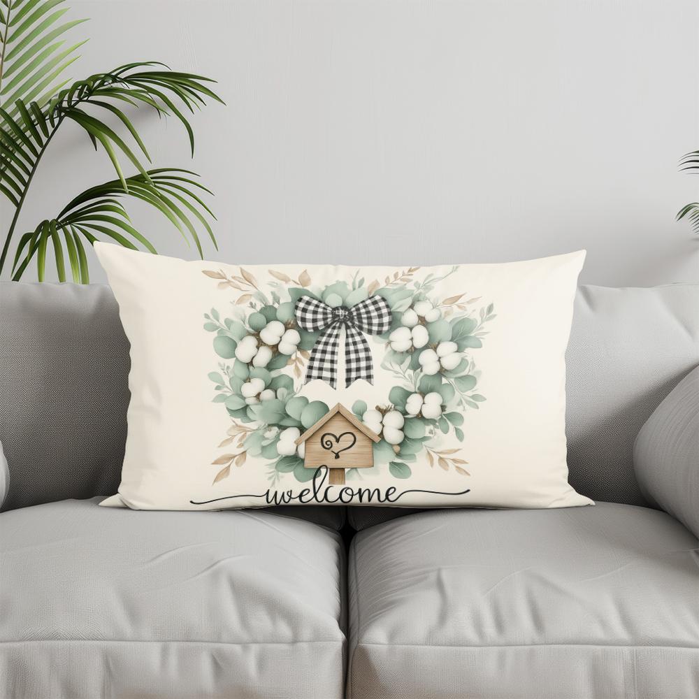 Heimdeko mischt sich Unser Zuhause Florale Kissenhülle Geeignet für Sofa Schlafzimmer Auto Kissenbezug Kissen Rechteckiges Rückenkissen