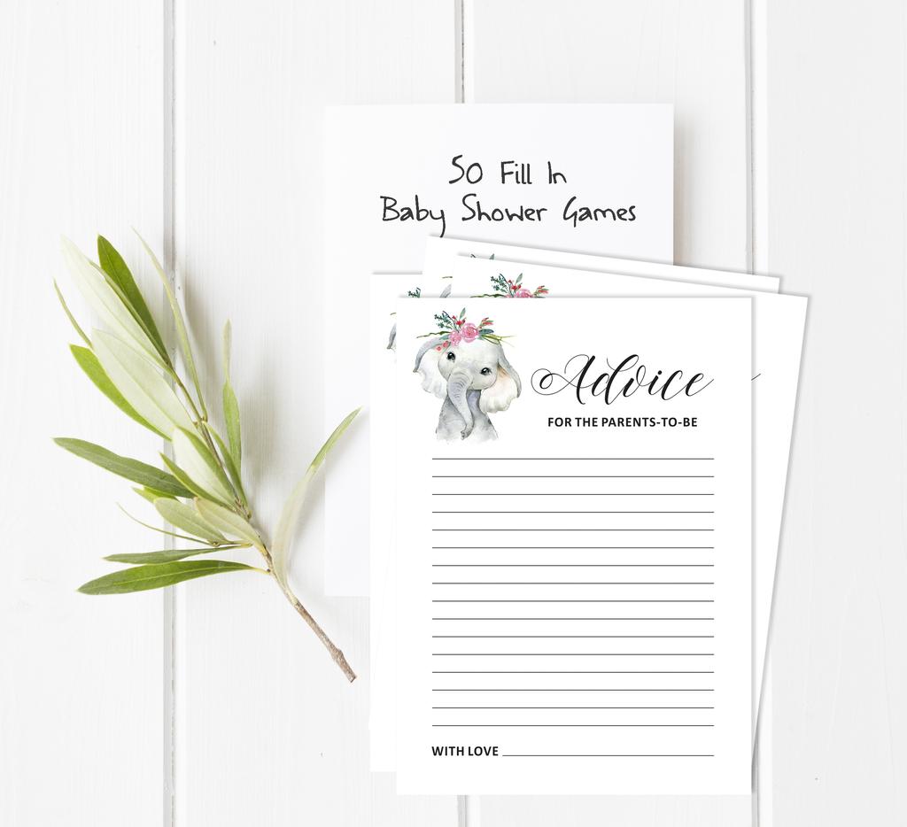 Inkdotpot Baby Shower Game Set Of 50 BabyA  AlphabetA  ABCA  Game Baby Elephant Girl Jungle Animals Party