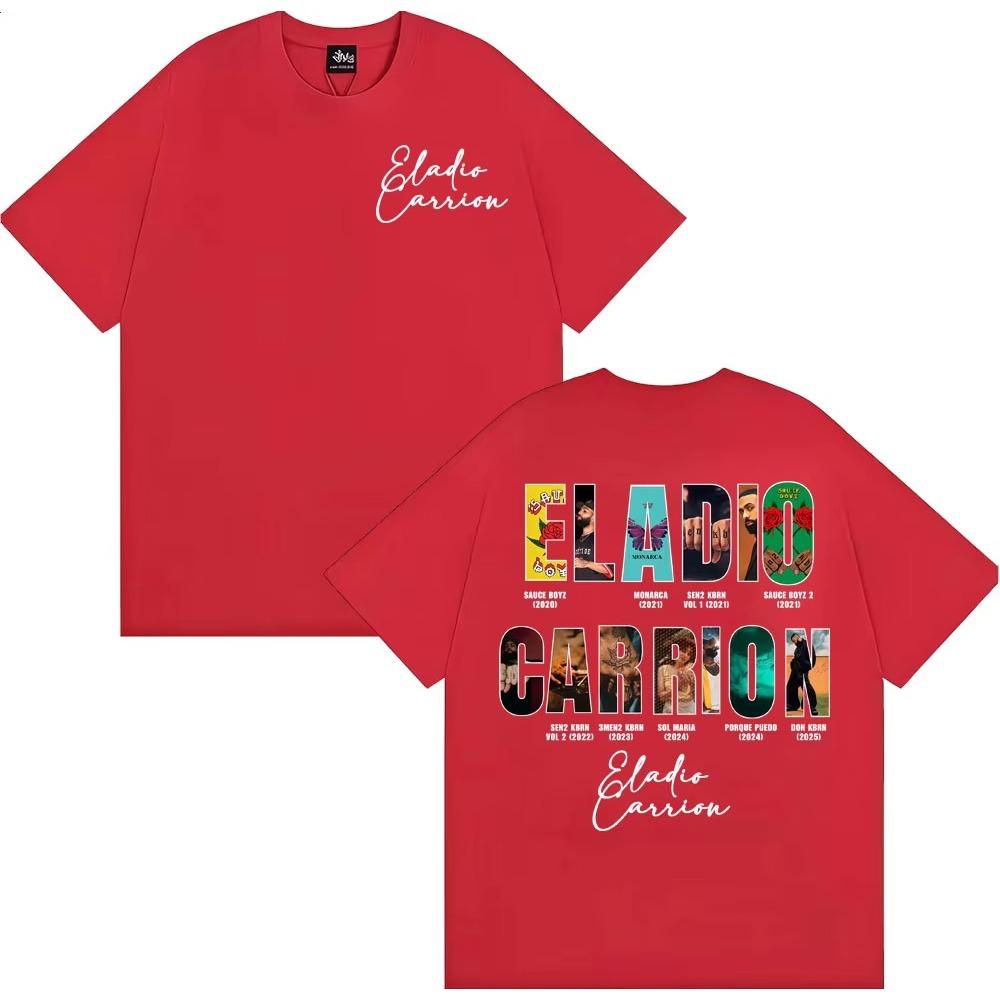 Rapper Eladio Carrion Album Cover Tour T Shirt Unisex Women Vintage 90s Hip Hop Street Tshirts Casual Loose Oversized Tshirt