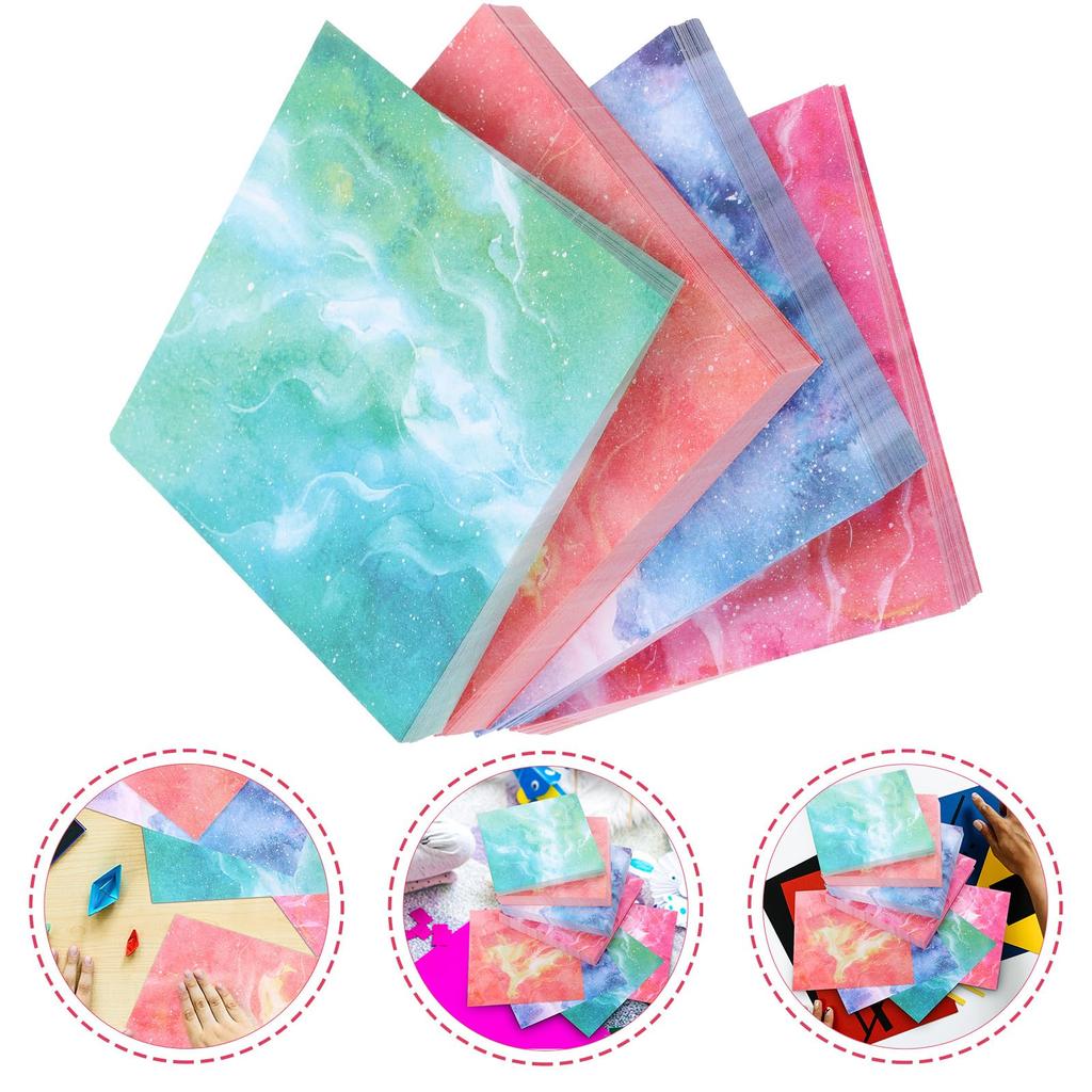 Ciieeo Large Origami Paper Cute Watercolor and Starry Sky 400 Large Easy To for Origami Paper and DIY Craft and Blue Set, Double-Sided, Patterns,