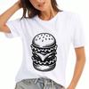 Camiseta de Algodón para Dama del Equipo de Desayuno, Estampado de Calidad Premium en Algodón, Duradera, Moda Casual, Camiseta Gráfica Linda de Huevo Tocino Café Croissant, Amante de la Comida G