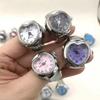 Cool Vintage Clock Heart Shape Punk Roman Quartz Watch Adjustable Mini Elastic Strap Finger Watch Rings Jewelry