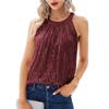 Summer New Sleeveless Loose Sequin Women Shirts Fashion Solid Halter Elegant Party Casual Blouse Women Tops Street Slim Fit Simple Ladies Shirt 26586
