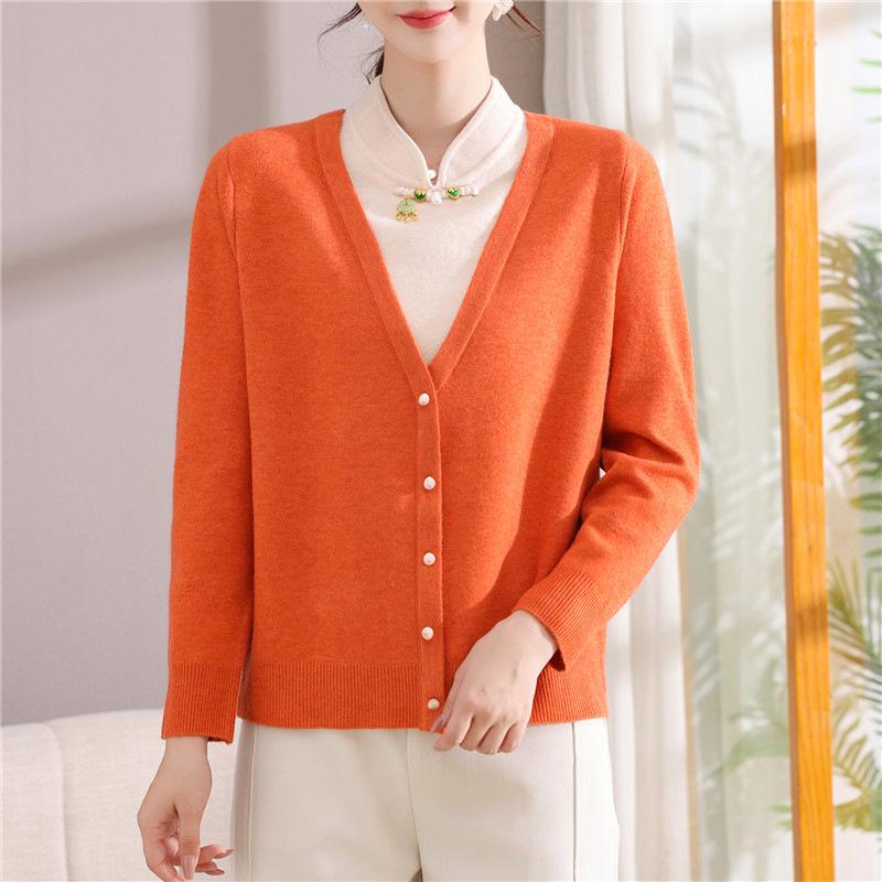 

Women s Stylish Knitwear for Middle-Aged and Elderly Moms - Spring & Autumn Fashion Loose Tops 3XL гарбуз/помаранчевий