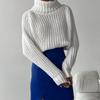 Autumn Winter Vintage Loose Long Sleeve Top Solid Color Pullover Knitwear Stand Collar Sweater