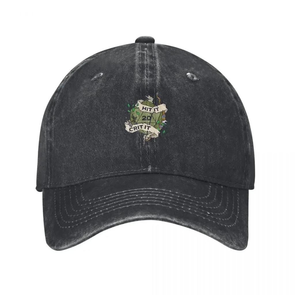Tabletop RPG Ranger  Hit it Crit It Baseball Cap hard hat sun caps Custom Cap Sunhat Women Hats Unisexs