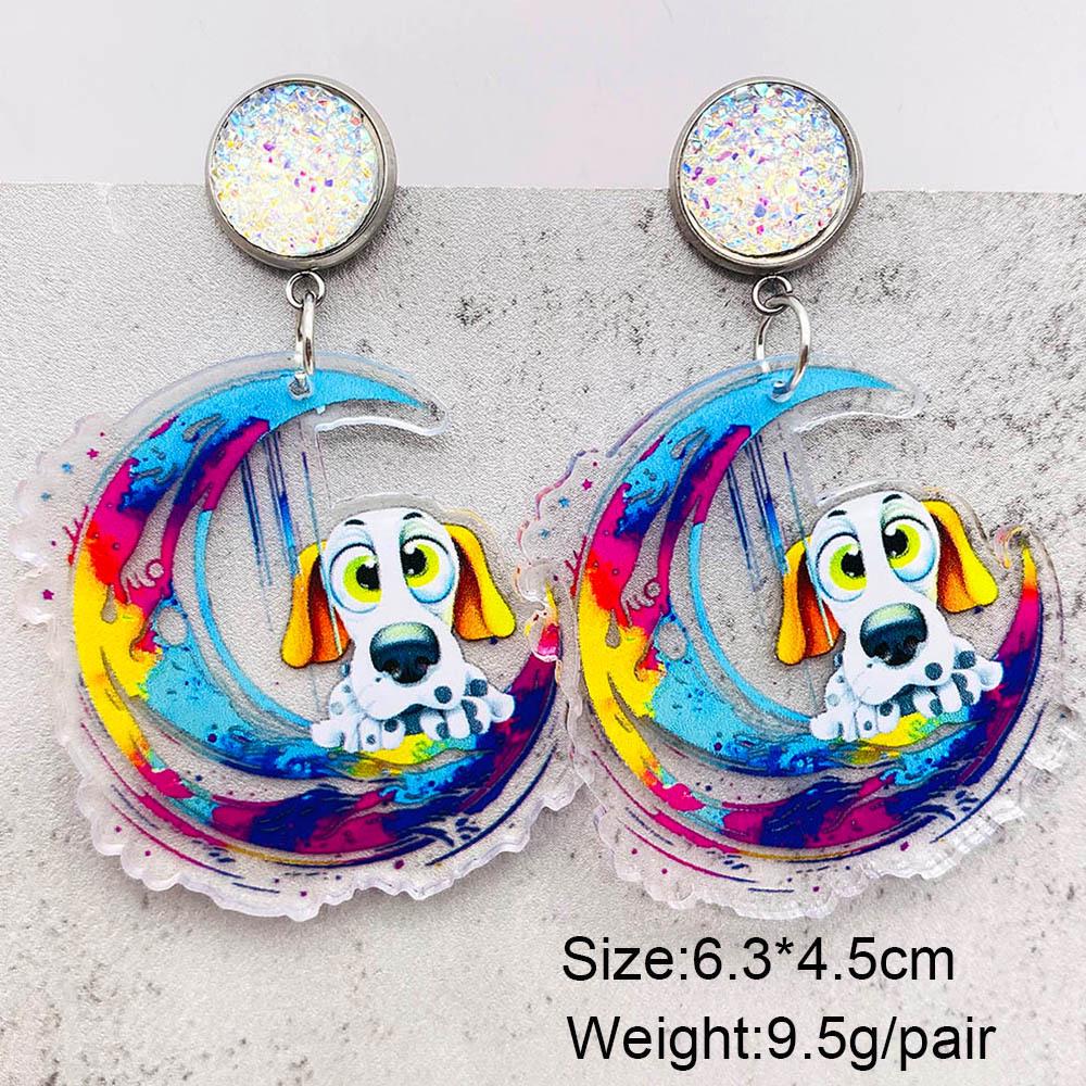 Acrylic Cartoon Animal Earrings - Cute Dragonfly, Red Dog, and Elephant Design for Students & Teachers