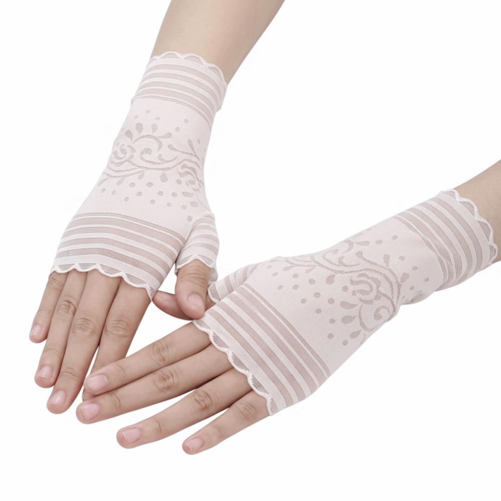 1 Pair Elastic Lace Gloves Flower Pattern Bridal Gloves Vintage Mesh Gloves for Women
