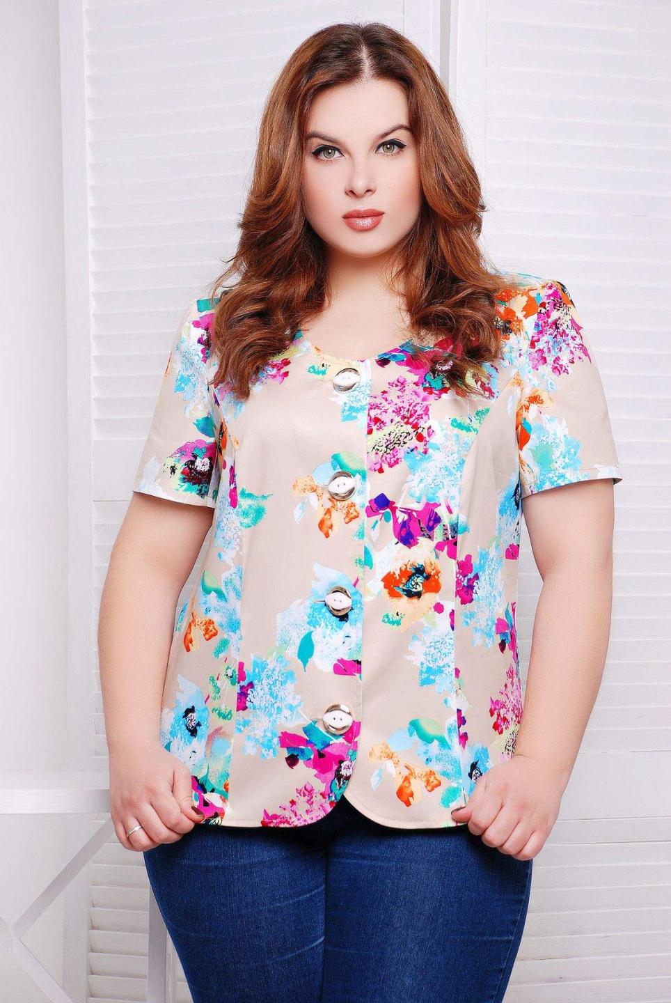 

Жакет із коротким рукавом Tatiana ХЕЛЕН 4XL бежевий