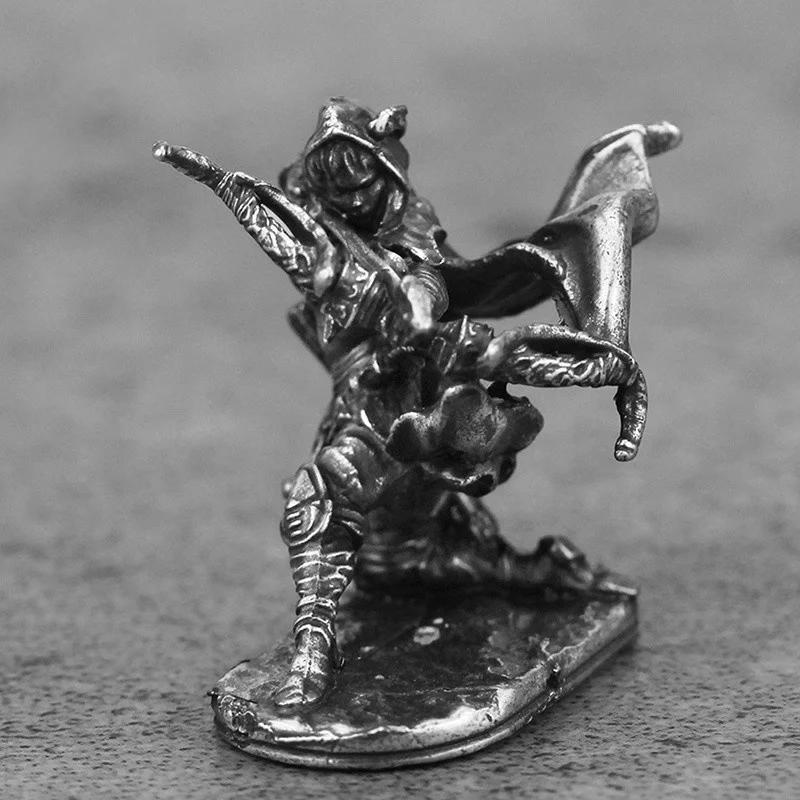 1pcs Beauty Women Archer Solider White Copper Miniature Figurines Metal Toy Car Desktop Ornaments Decoration Accessories Crafts