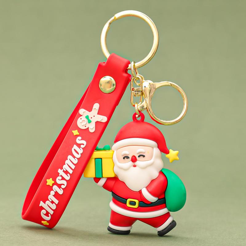 Creative Cute Christmas Keychain Santa Claus Snowman Elk Christmas Tree Pendant Cartoon Couple Car Backpack Hanging Decoration