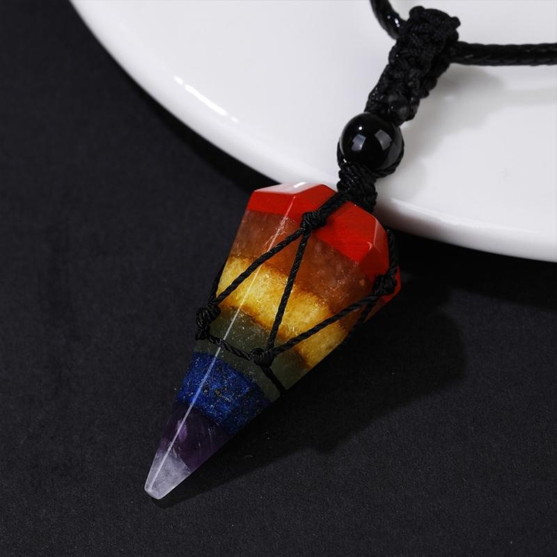Hexagonal Cone Mesh Pendant Necklace With Natural Opal Gemstones Elegant Portable Jewelry for Women