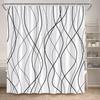 Black Striped Shower Curtains Modern Minimalism Lines Art Polyester Fabric Bathroom Bathtub Decor Bath Curtain Set with Hooks