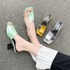 Sexy Women's Slippers and Ladies Sandals Clear Heeled Shoes Square Head New Style 2026 Luxury Slip-resistant Fashion Eva Slides