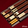 Red Wood 5/6/8/10 Pairs Chinese Chopsticks High Quality Beautiful Tableware Non Slip Sushi Food Grade Kitchen Chopstick Set