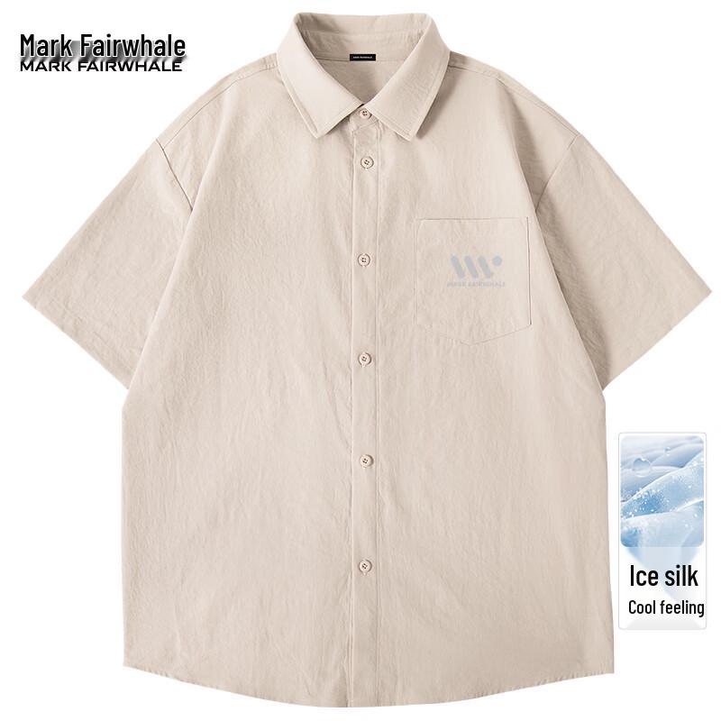 Mark Fairwhale Men s Summer Ice Silk Short Sleeve Casual Shirt 2XL