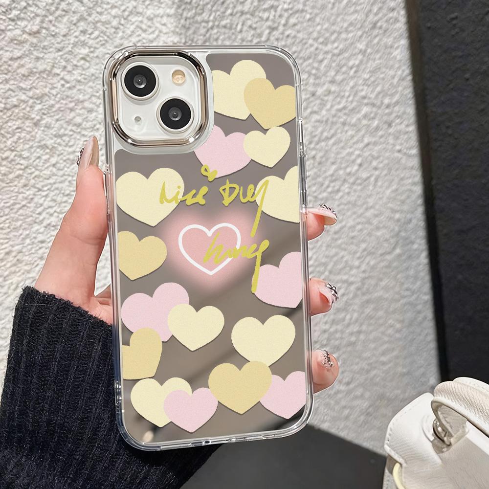 Love Makeup Mirror Phone Case For IPhone 17 16 15 14 13 12 11 Pro Max 13 12 Air 17E 16e Shockproof Clear Cases Coquea