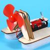 1 Set DIY Wind Powered Boat Model Kit Handmade Wooden Puzzle Hovership Building Crafts Kids STEM Educational Physics Science Experiment Toy