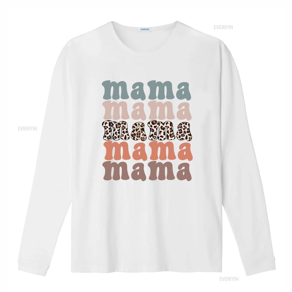 Vintage Retro Leopard Print Mama Stacked Text Casual T Shirt Vintage Washed Breathable Soft Slightly Streetwear