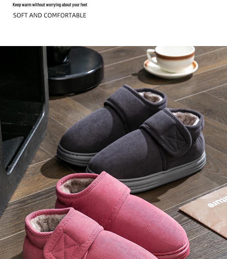 Men's Plush Non-Slip High-Top Cotton Winter Shoes - Heel-Covered, Thick, Cold-Proof Slippers for Outdoor Wear