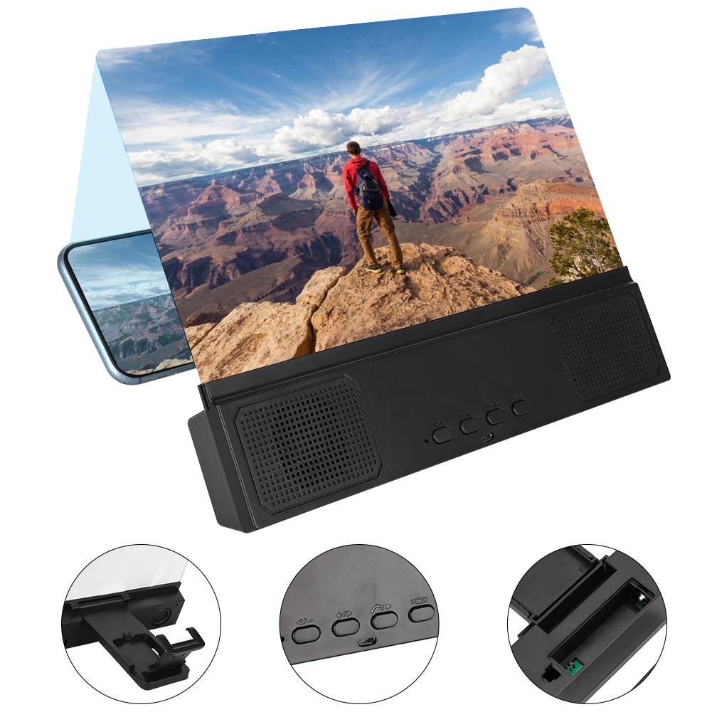 Universal 12in Desk Mobile Phone Screen Amplifier with Bluetooth Speaker 2 3Times