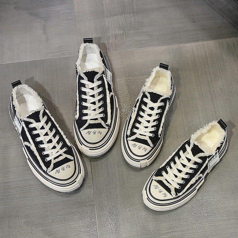 Wu Jianhao joint canvas shoes of the same style, thick-soled low-top beggar shoes, board shoes autumn women's shoes