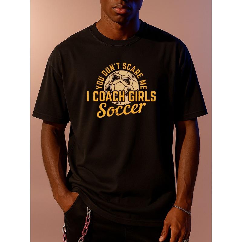 European Size Men's Coach Brand Soccer T-Shirt with Soccer Team Print - Short Sleeve Round Neck Casual Sportswear,Comfortable Activewear for Training,