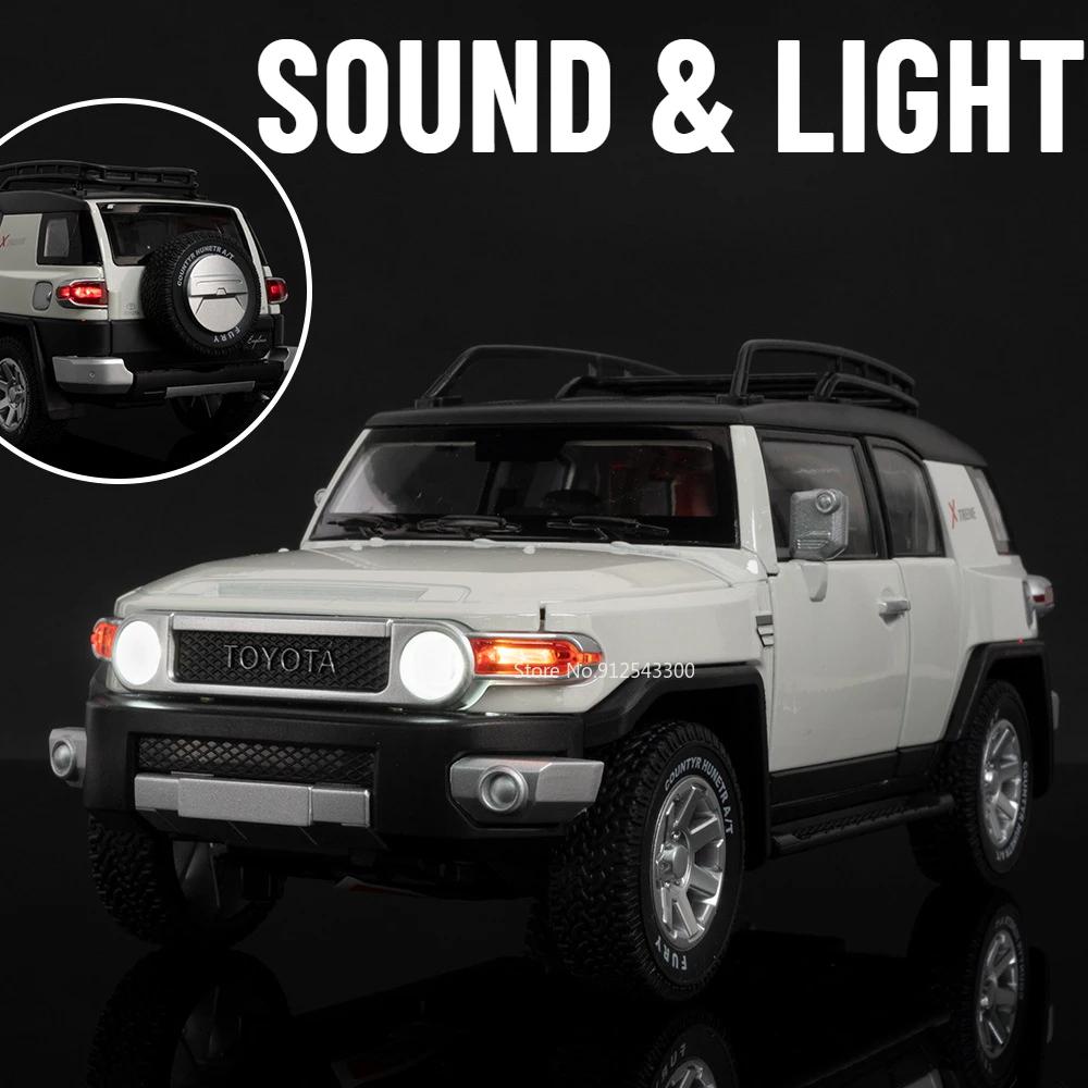 1:24 FJ Cruiser Prado LC250 Car Model Toy Metal Diecast Sound Light Shock Absorption Off-road Vehicle Simulation Boys Gifts