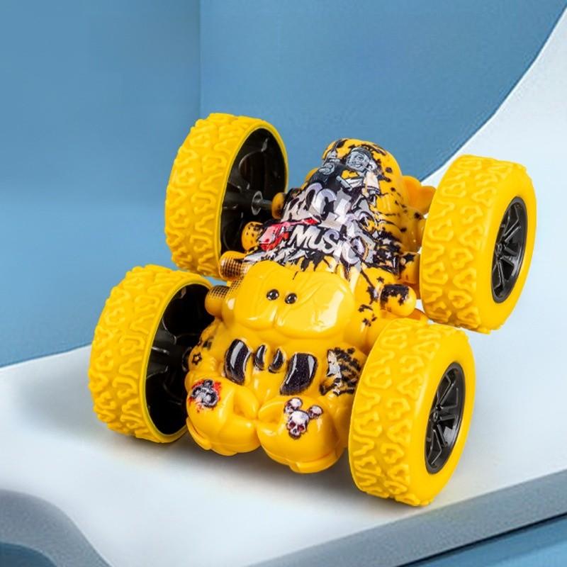 Inertia Cartoon Graffiti Offroad Car Toy With Doublesided Stunt Flip For Kids Play And Development