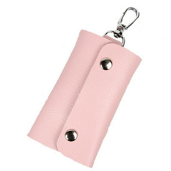 Candy Color Genuine Leather Key Bag - Unisex Cowhide Key Holder