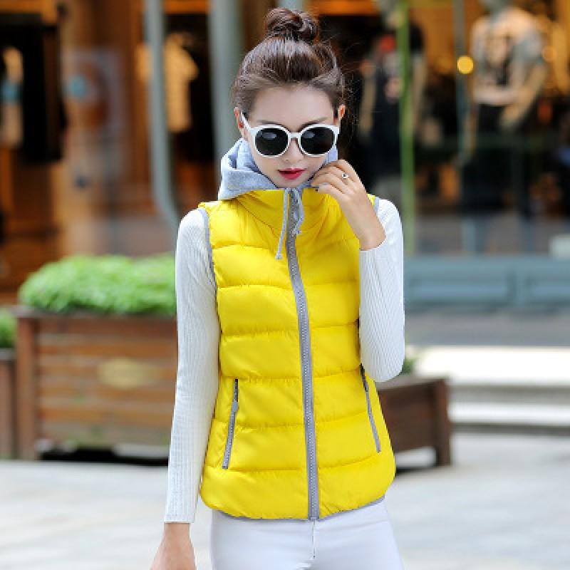 Womens Candy Color Hooded Puffer Vest Plus Size Sleeveless Jacket 2026 Fall Casual Outerwear