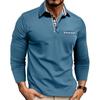 Long Sleeve Color Block Casual Polo Shirt For Daily Wear