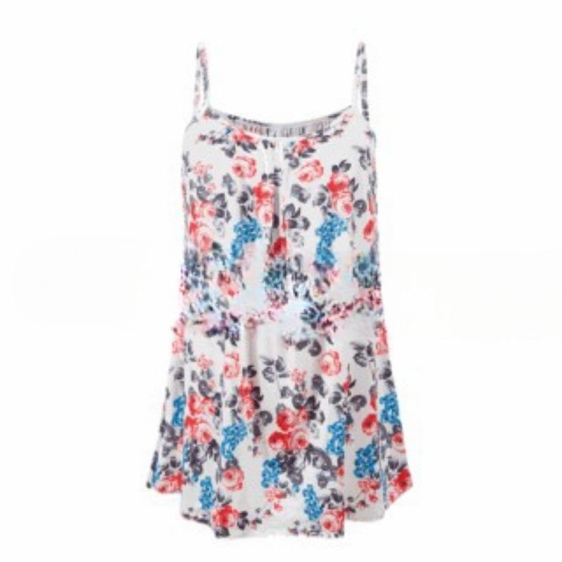 

YYFS Женская мода лето весна принт без рукавов подтяжки свободная талия повседневные платья S белый