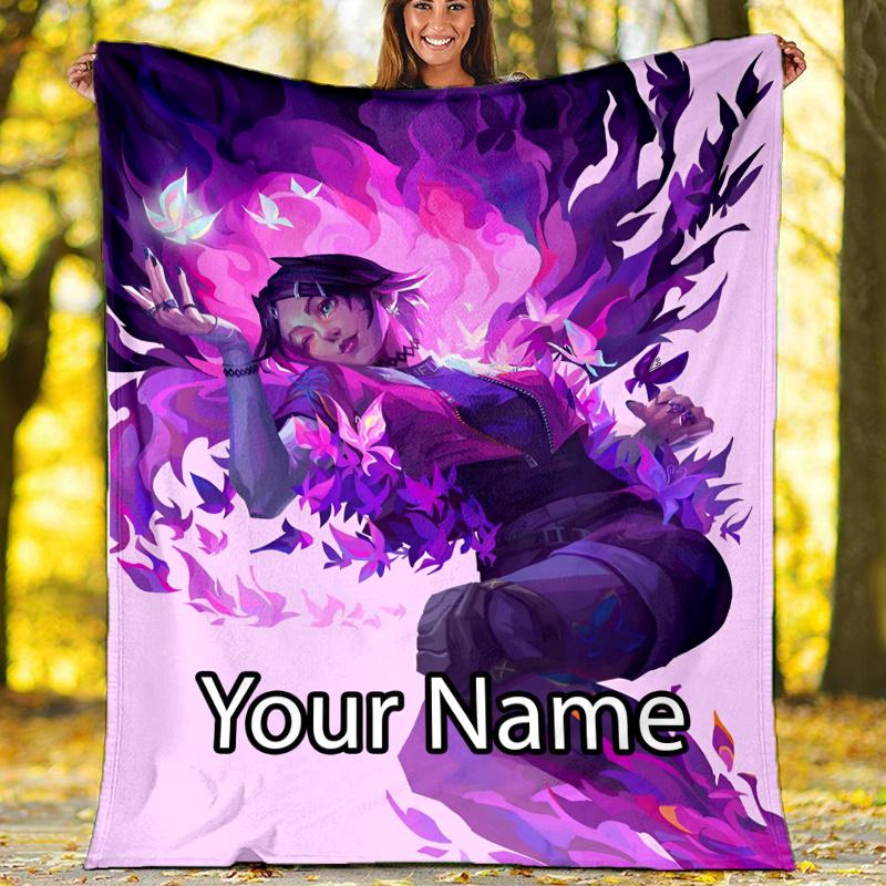 Custom Name Valorant Theme Printed Blanket - Perfect for Couch, Bed, Travel & Outdoor Use | Machine Washable, Cozy & Durable.