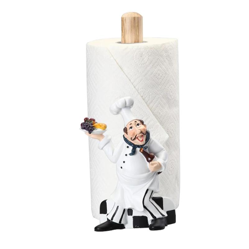 Creative Chef Statue Paper Towel Rack Long/short Dual-use Vertical Paper Towel Rack/kitchen Roll Paper Holder Household Goods
