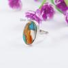 Spiny Oyster Copper Turquoise Ring, Anniversary Ring, Dainty Oval Turquoise Ring, 925 Silver Handmade Ring, Gemstone Ring, Cocktail Ring