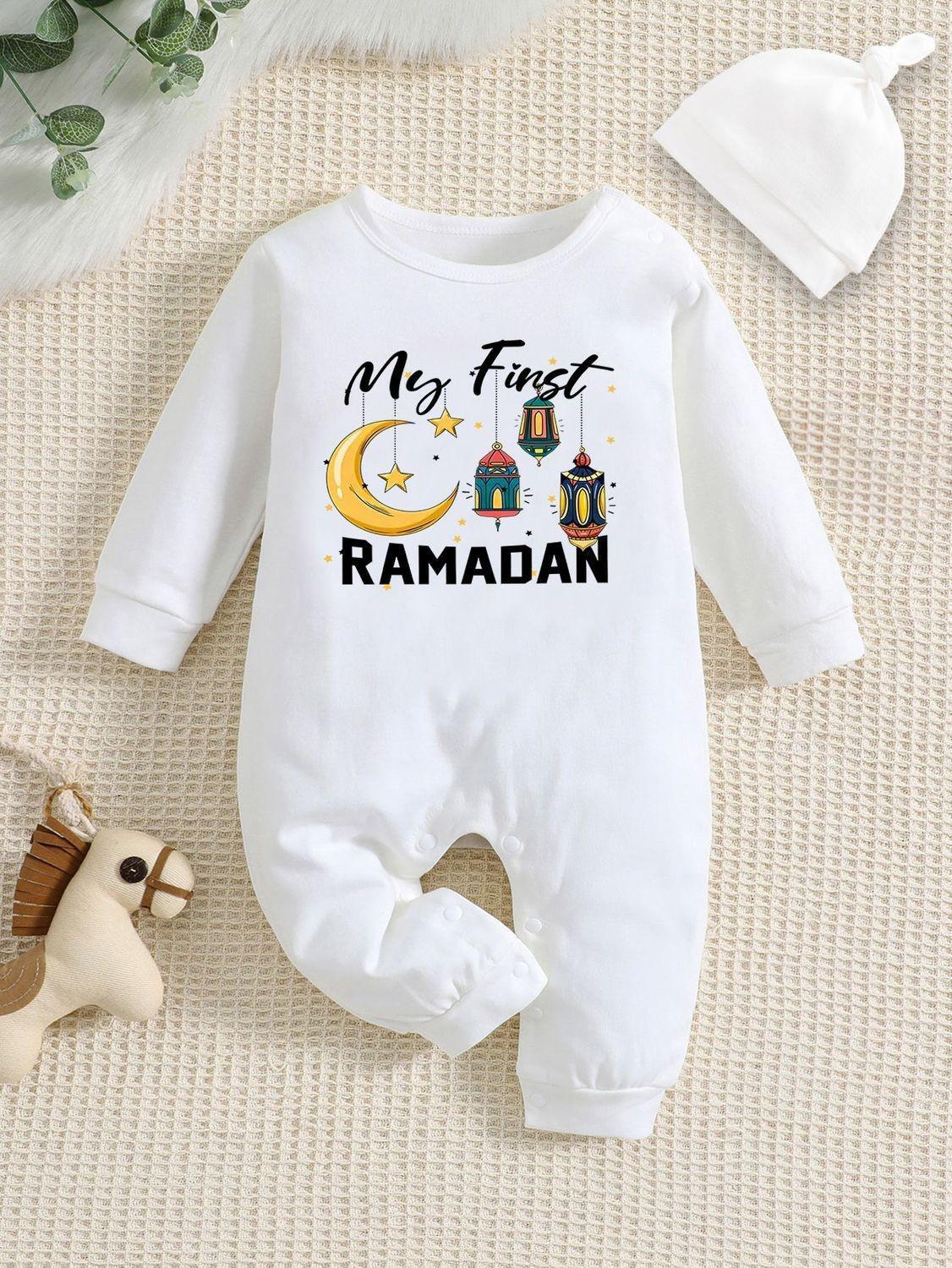 

Red Festive Full Moon First Birthday Long Sleeve Cotton Romper for Newborns - Spring/Autumn 73 cm
